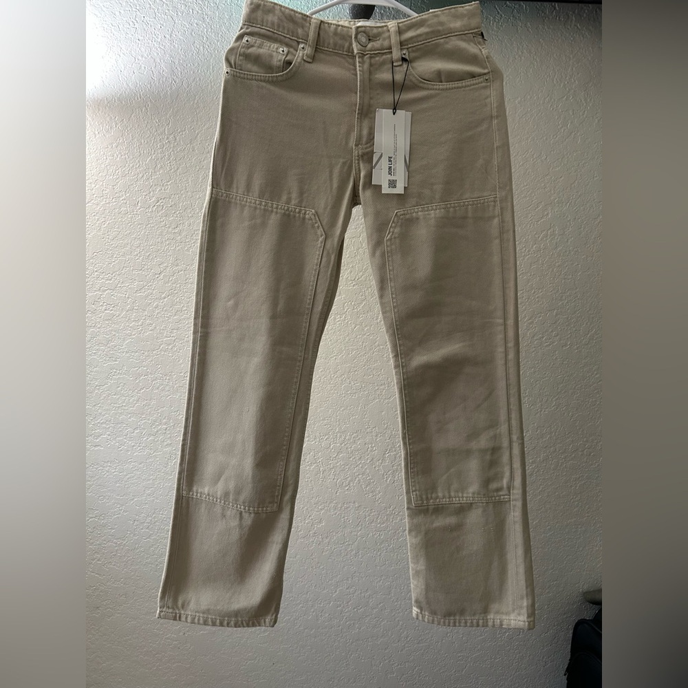 NWT Zara Beige Jeans Mid rise Wide Leg